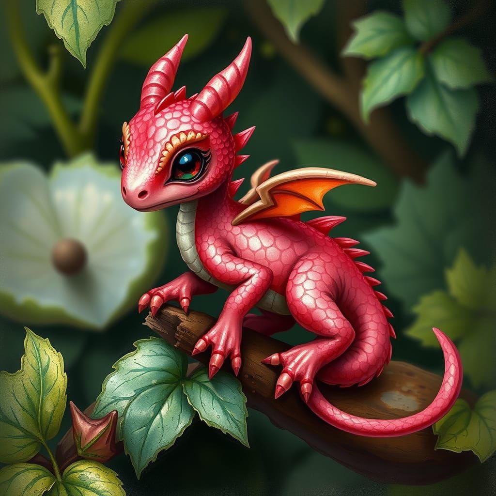 Whimsical Dragon Cherry Blossom Scene