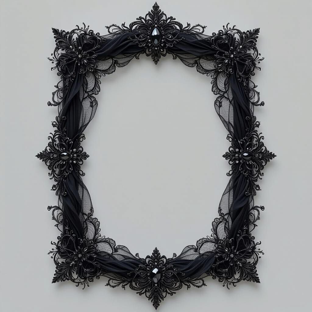 Majestic Black Lace Frame with Rhinestones in Fantasy Style