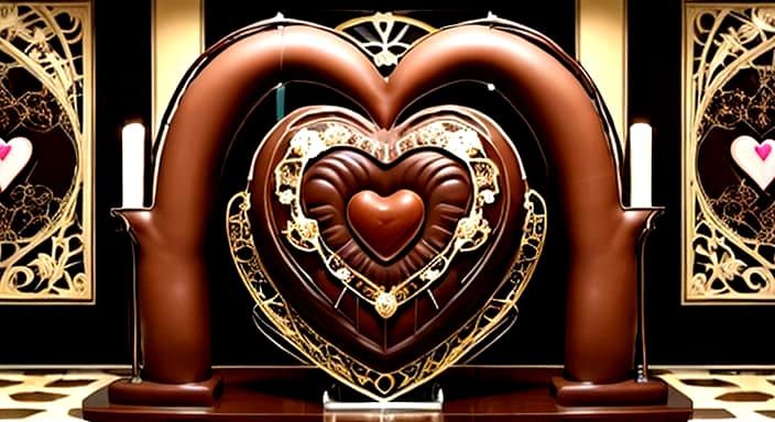 Decadent Chocolate Cake Fountain in Art Nouveau Style