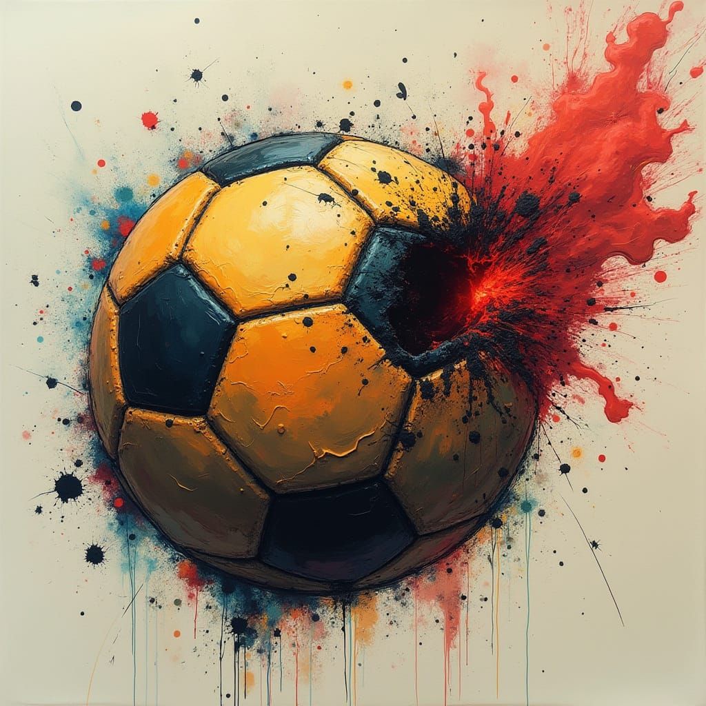 Distorted Football Ball Explodes in a Gritty, Expressive Dra...