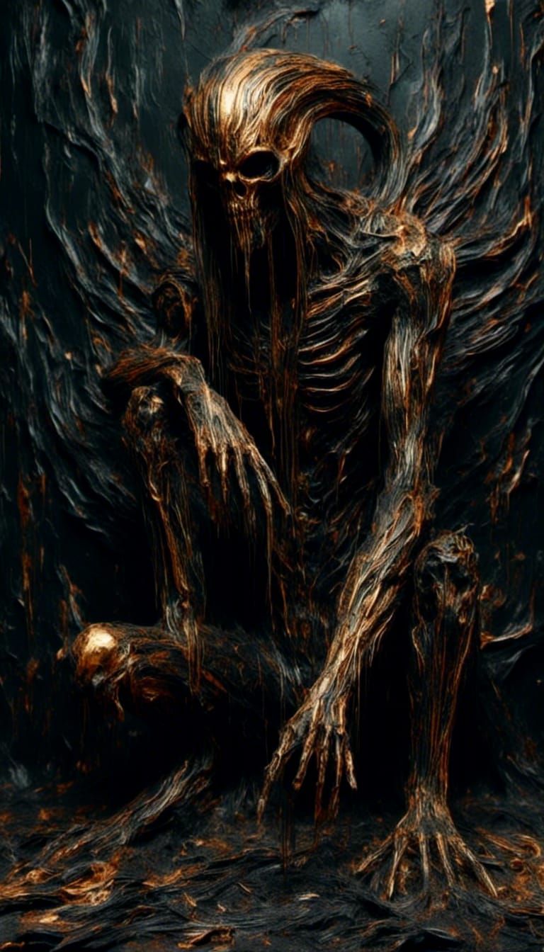 Macabre Nightmare God Painting in Grunge Style