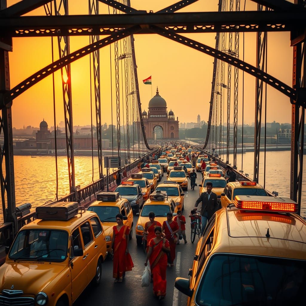 Golden Hour on the Howrah Bridge, Kolkata