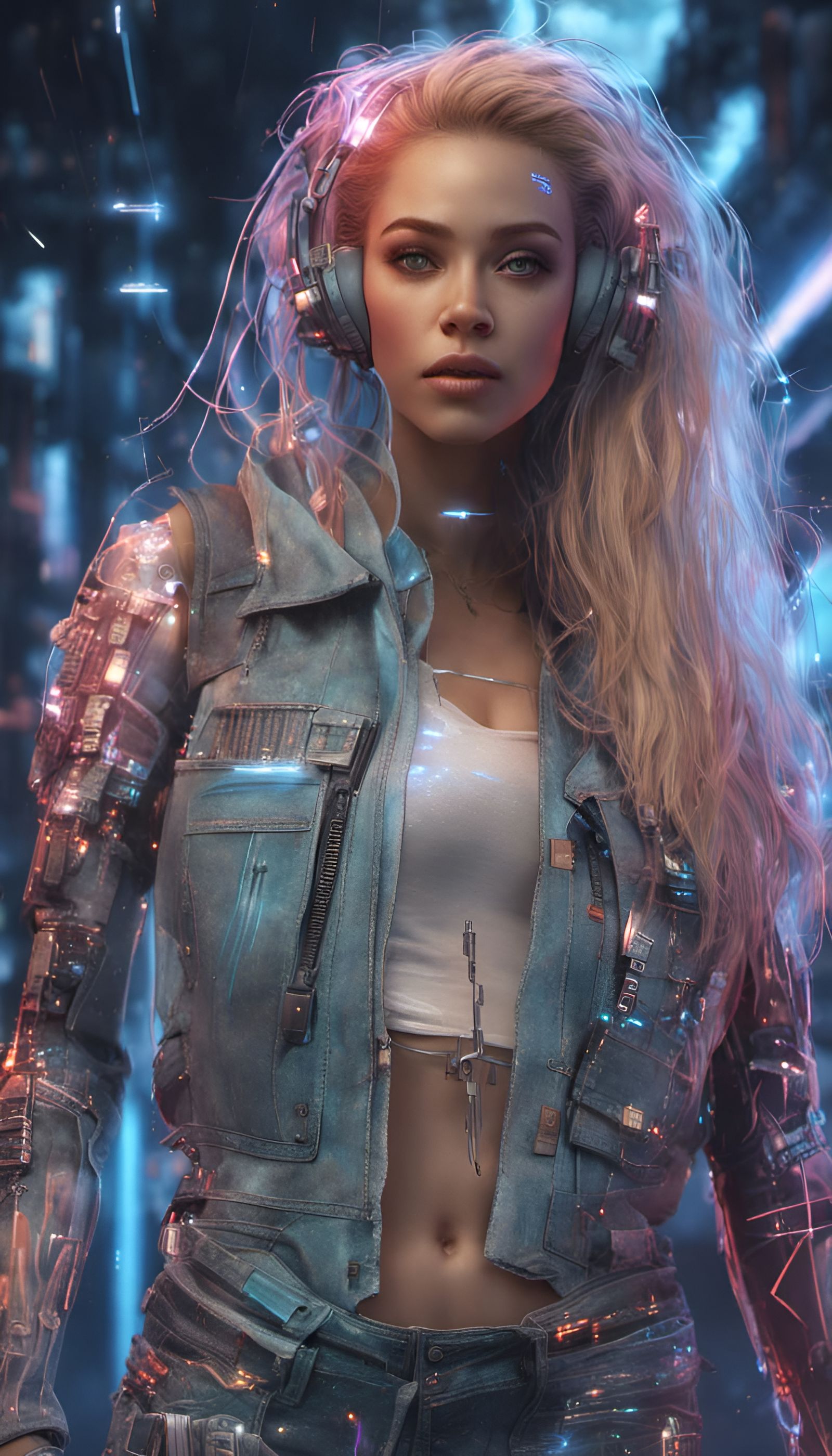 Cyberpunk Shakira in Holographic Data Streams
