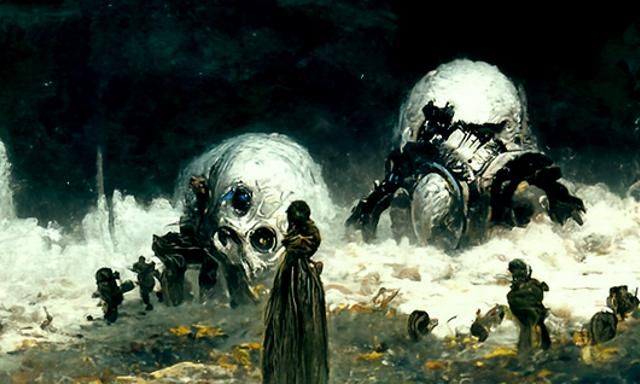 Gothic War Machine in a Dark Horror Style