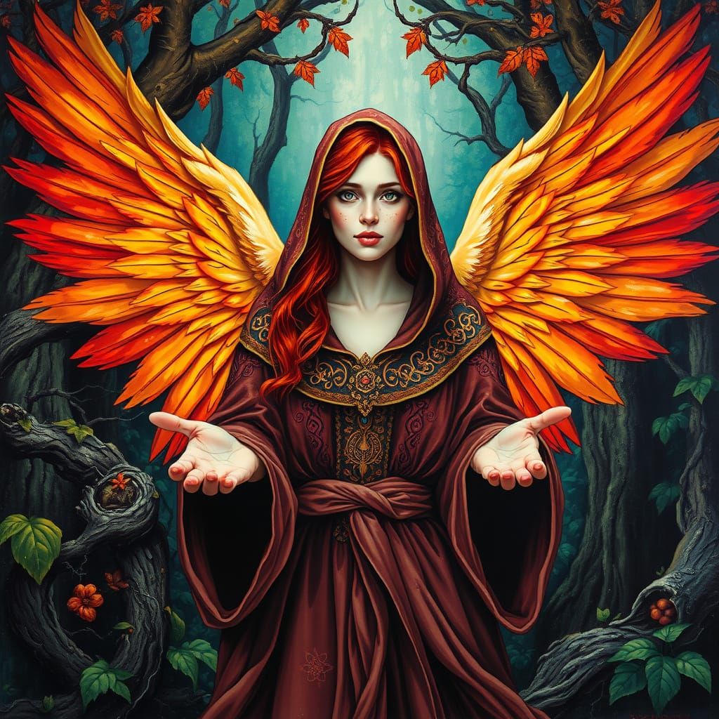 Guardian Angel Protects Mystical Forest Entrance in Hyper-Re...