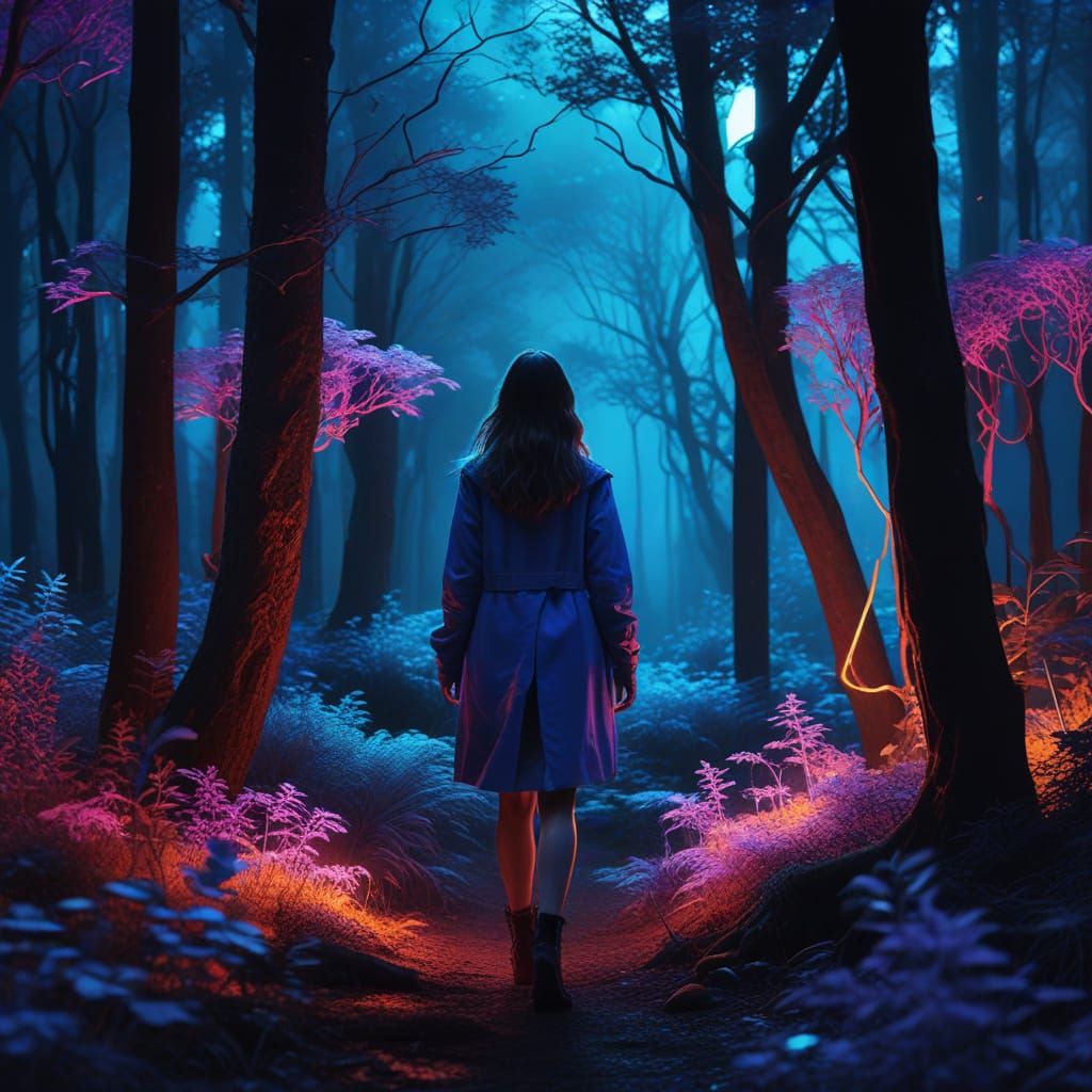 Enchanted Forest: Fantasy Realism with Fluorescent Colors