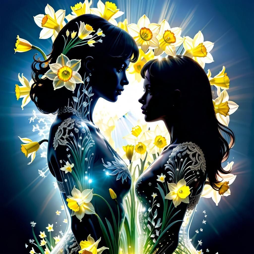 Daffodil Dawn Silhouette: A Spring Double Exposure