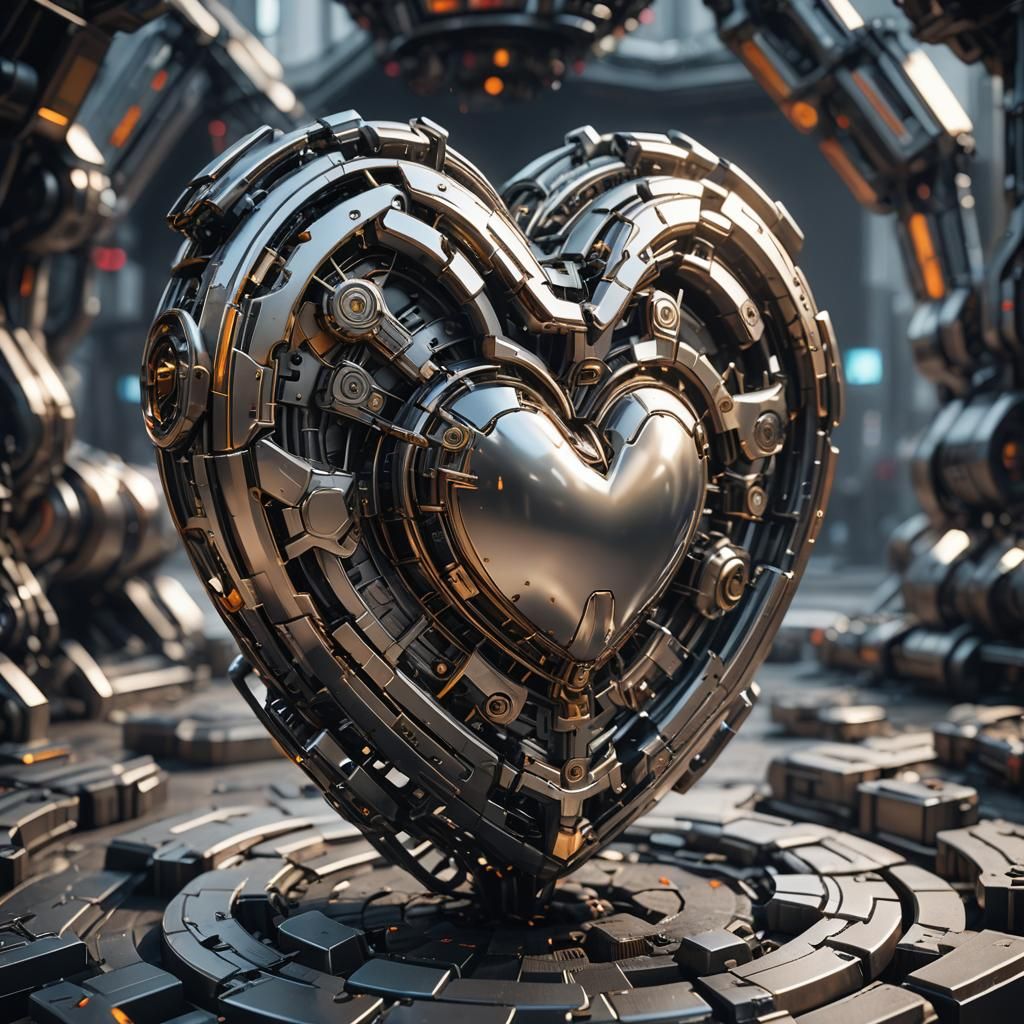 Futuristic Mechanical Heart in Sci-Fi Style