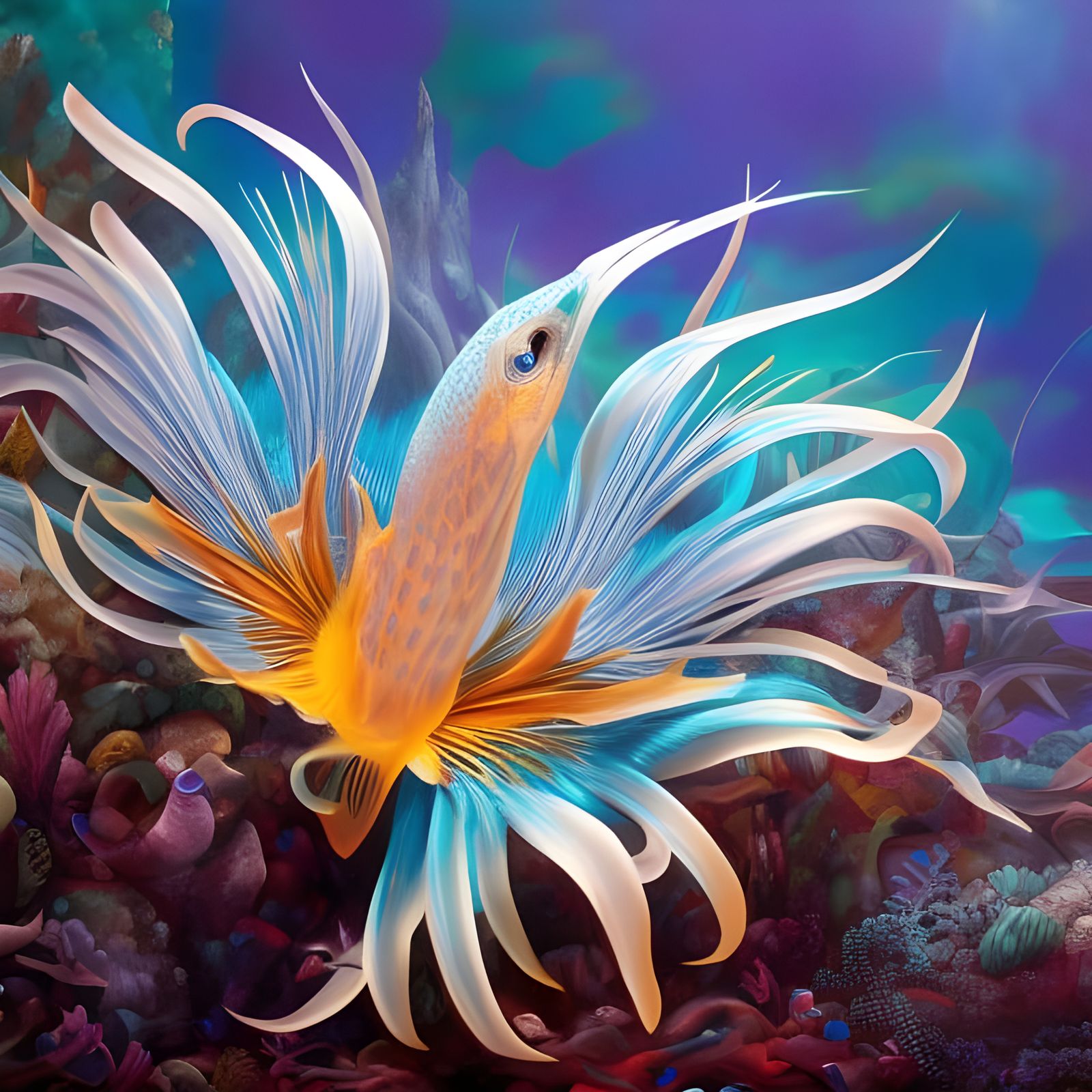 Glaucus Atlanticus in Bioluminescent Underwater Digital Pain...