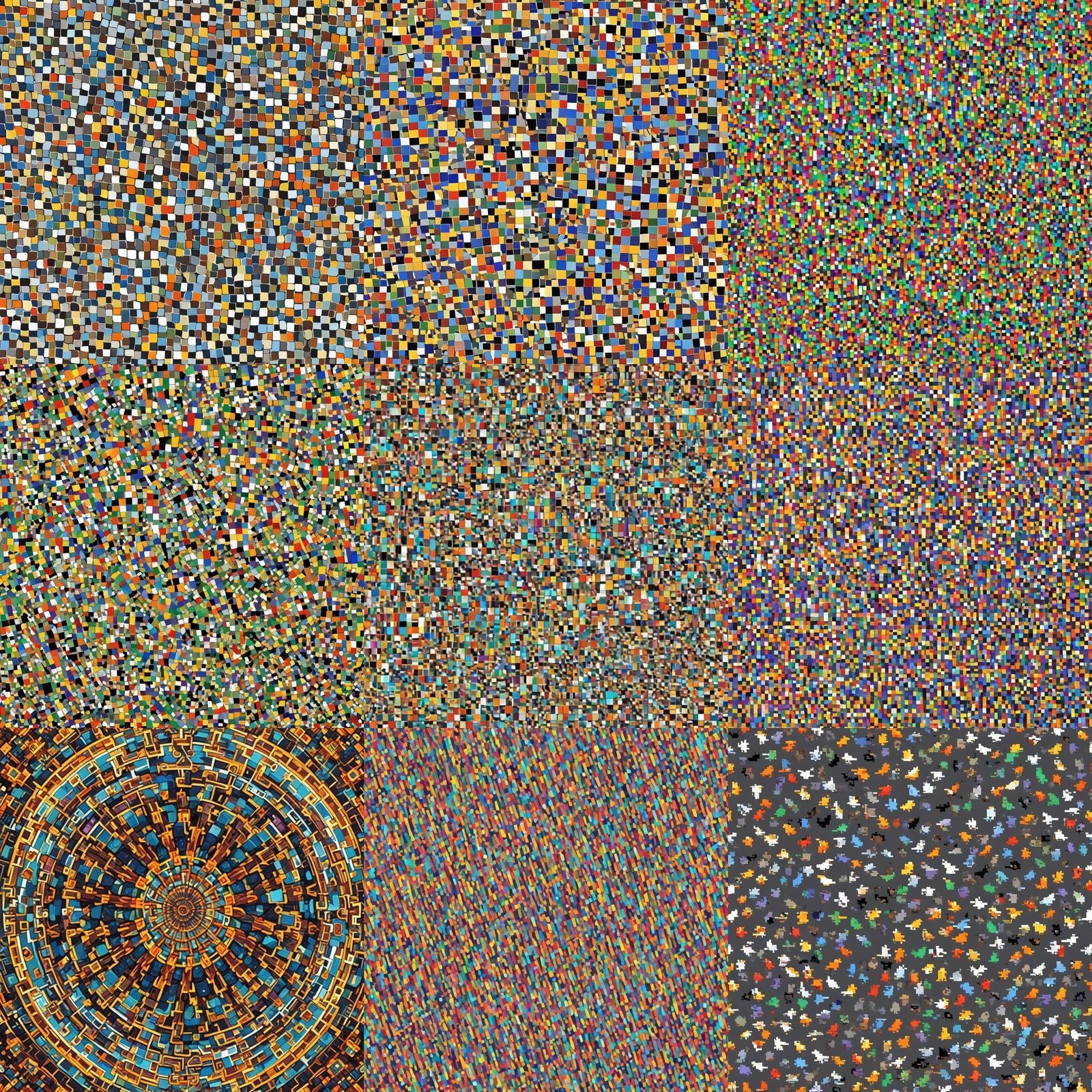 Random Pixel Grid with Repeating Color Palette