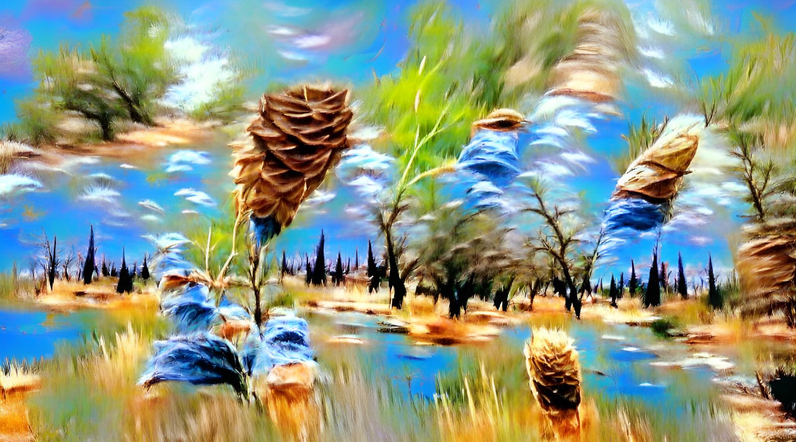 Ponderosa Pines in Impressionistic Style