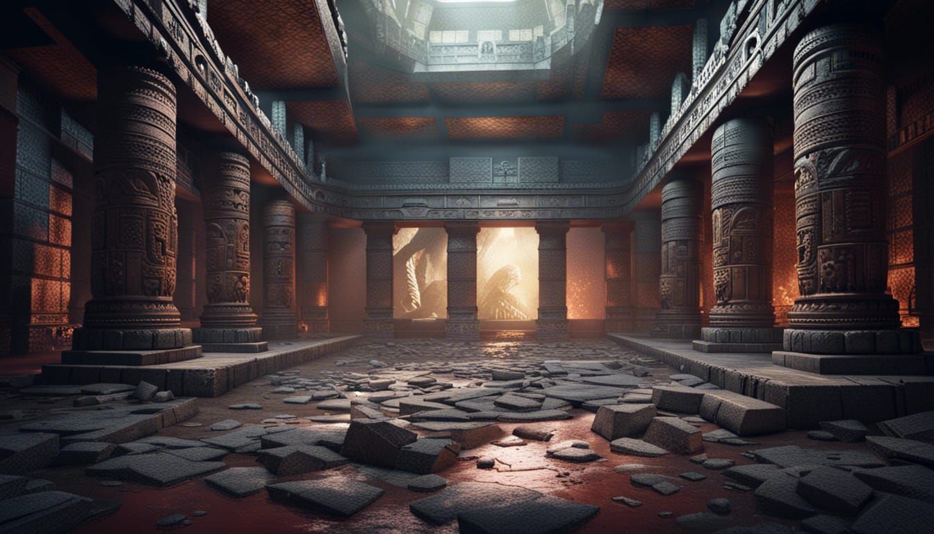Ruined Aztec Temple Interior in Unreal Engine 5