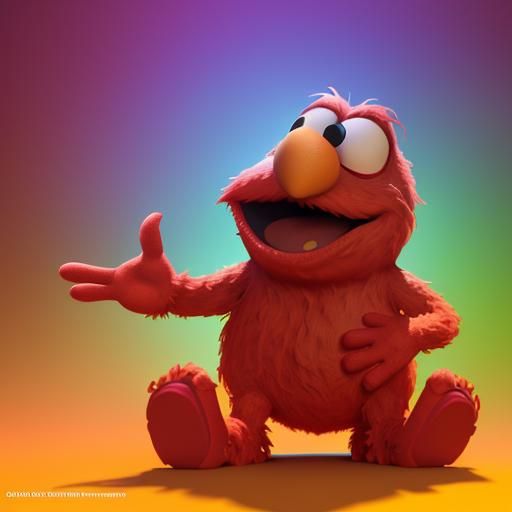 Elmo in Pixar Style 3D Digital Art