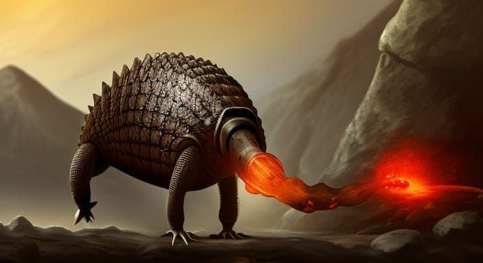 Armadillo with Volcanic Rock Shell: Fantasy Concept Art