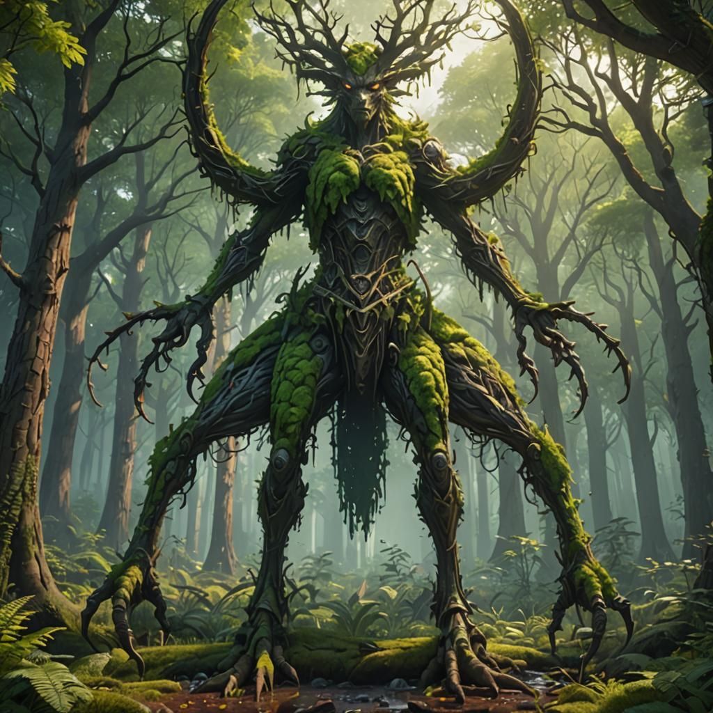 Detailed Forest Background in Matte Painting Style