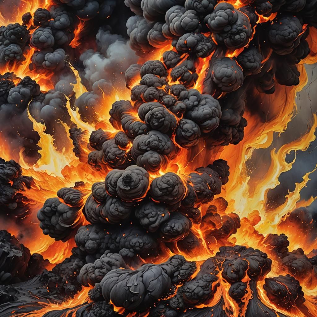 Volcanic Explosion in Abstract Expressionist Style