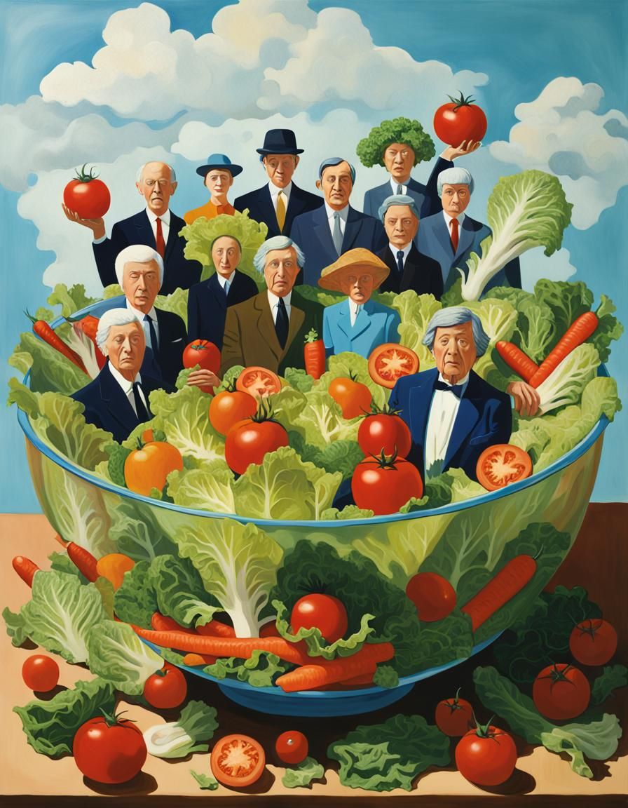 People in Salad Bowl, a Surrealist Masterpiece