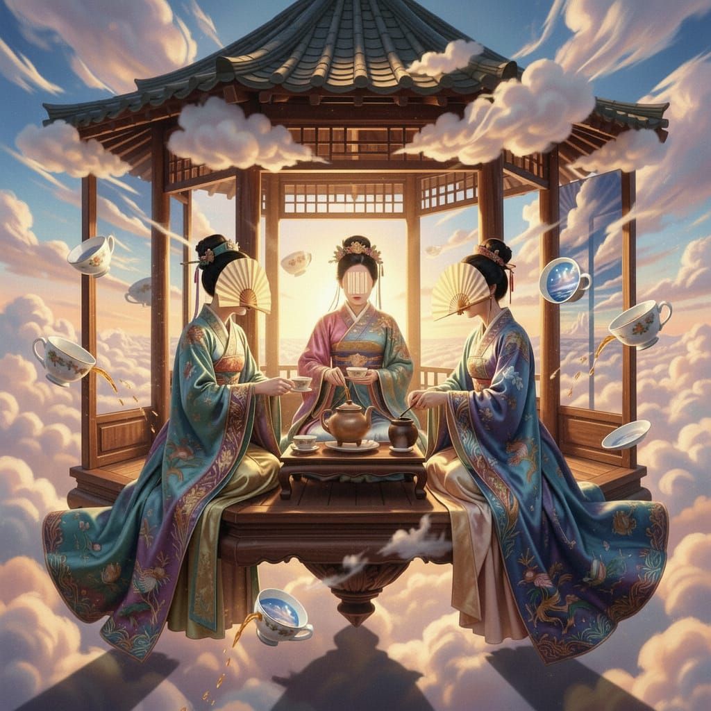 Surreal Tea Ceremony in Floating Pavilion
