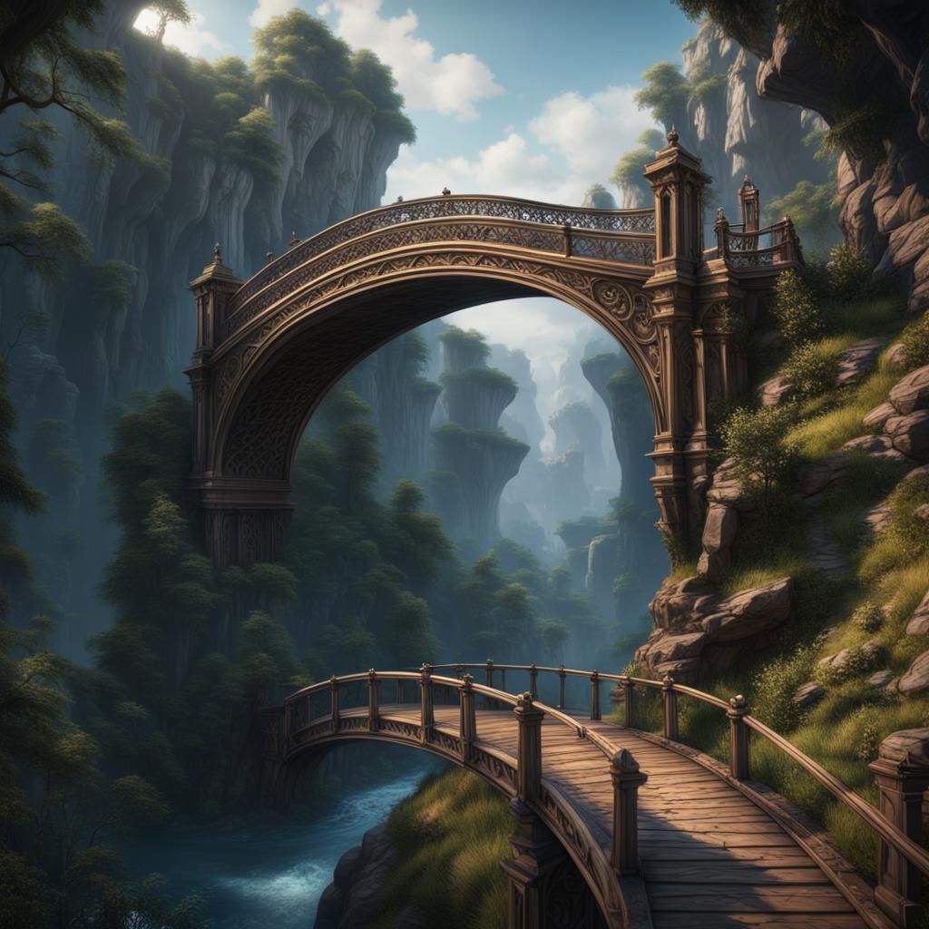 Wooden Bridge over a deep ravine