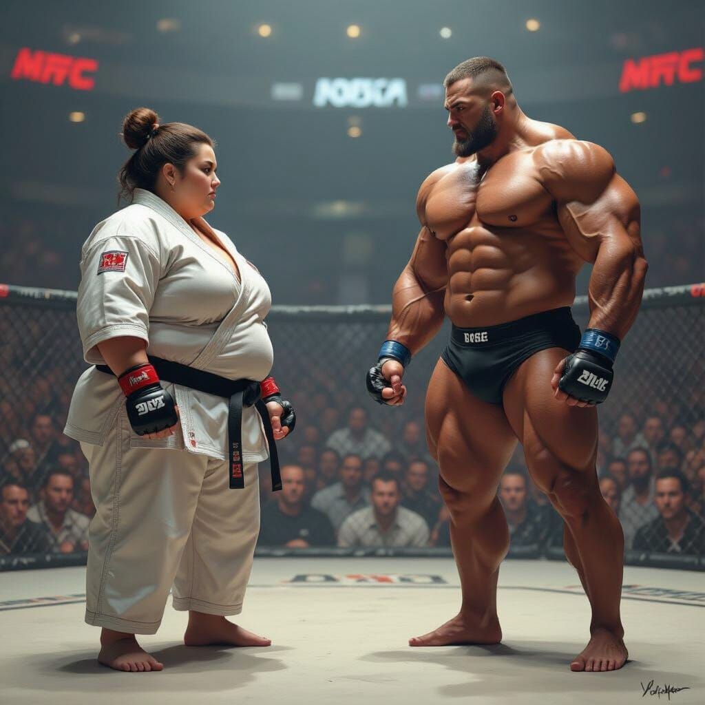 Clash in the Arena: Stalenhag-Inspired MMA Fight