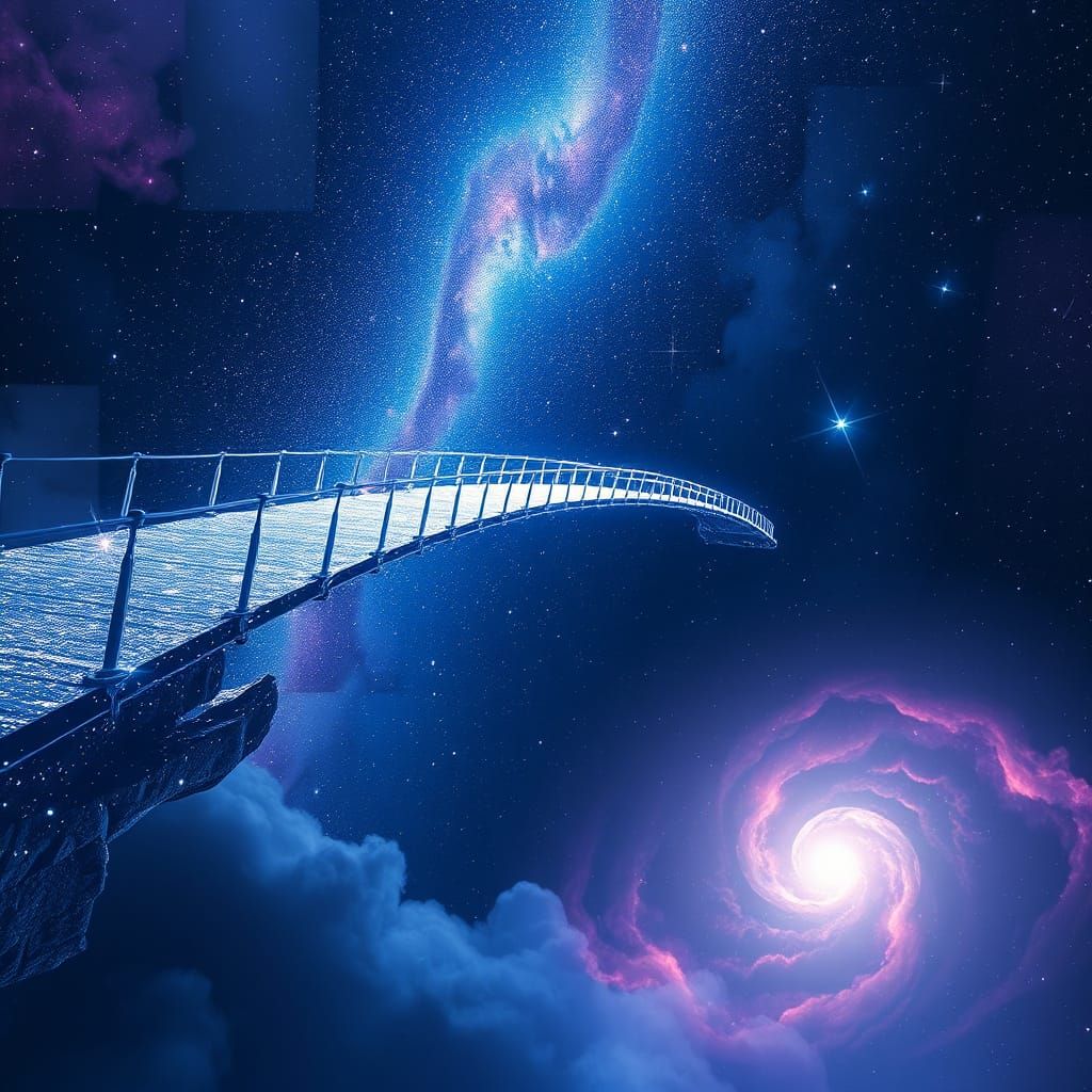 Stellar Bridge Connecting Distant Galaxies in Cosmic Art