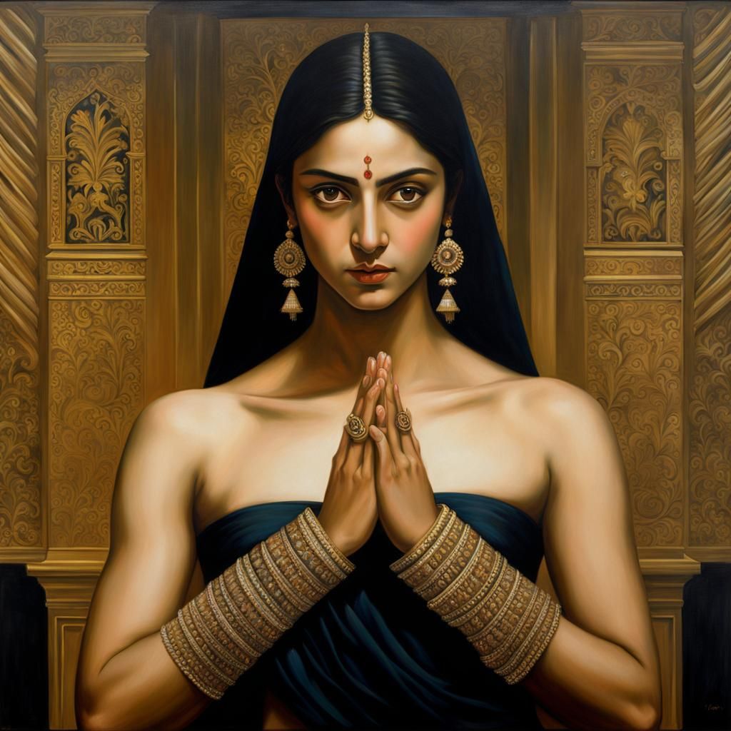 Classical Nude Portrait with Marble Temple Backdrop