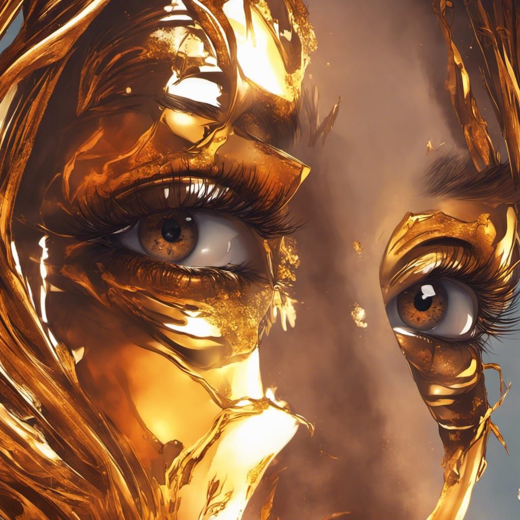 Golden Eyelashes: Hyperdetailed Concept Art