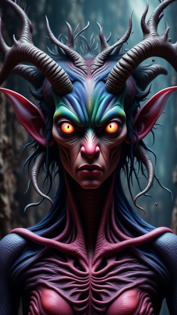 Evil Alien Creature From Underworld With Hypnotic Eyes