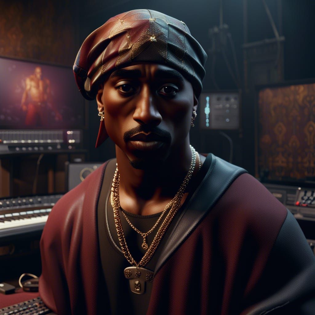 Tupac Shakur Recording: Detailed Matte Painting