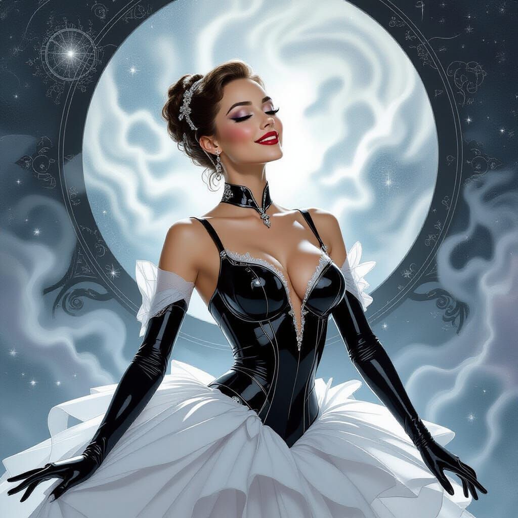 Android Ballerina in Dreamy Cosmos: Pin-Up Art