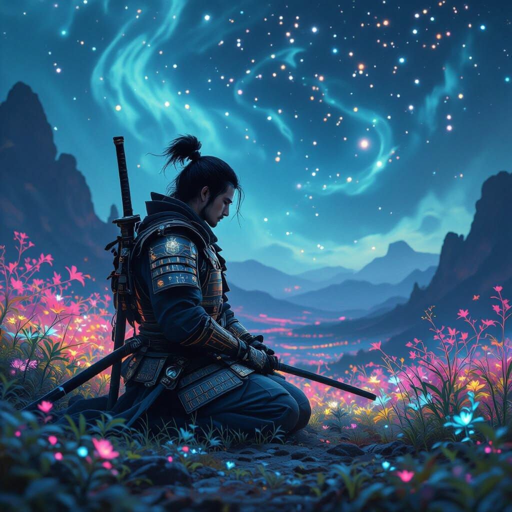 Samurai Contemplation on Alien World