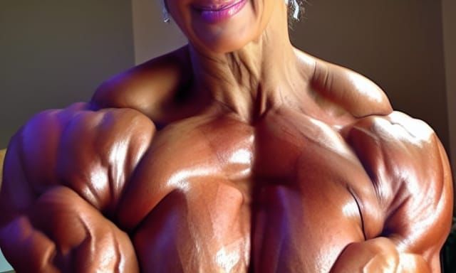 Extremely Muscular Female Bodybuilder