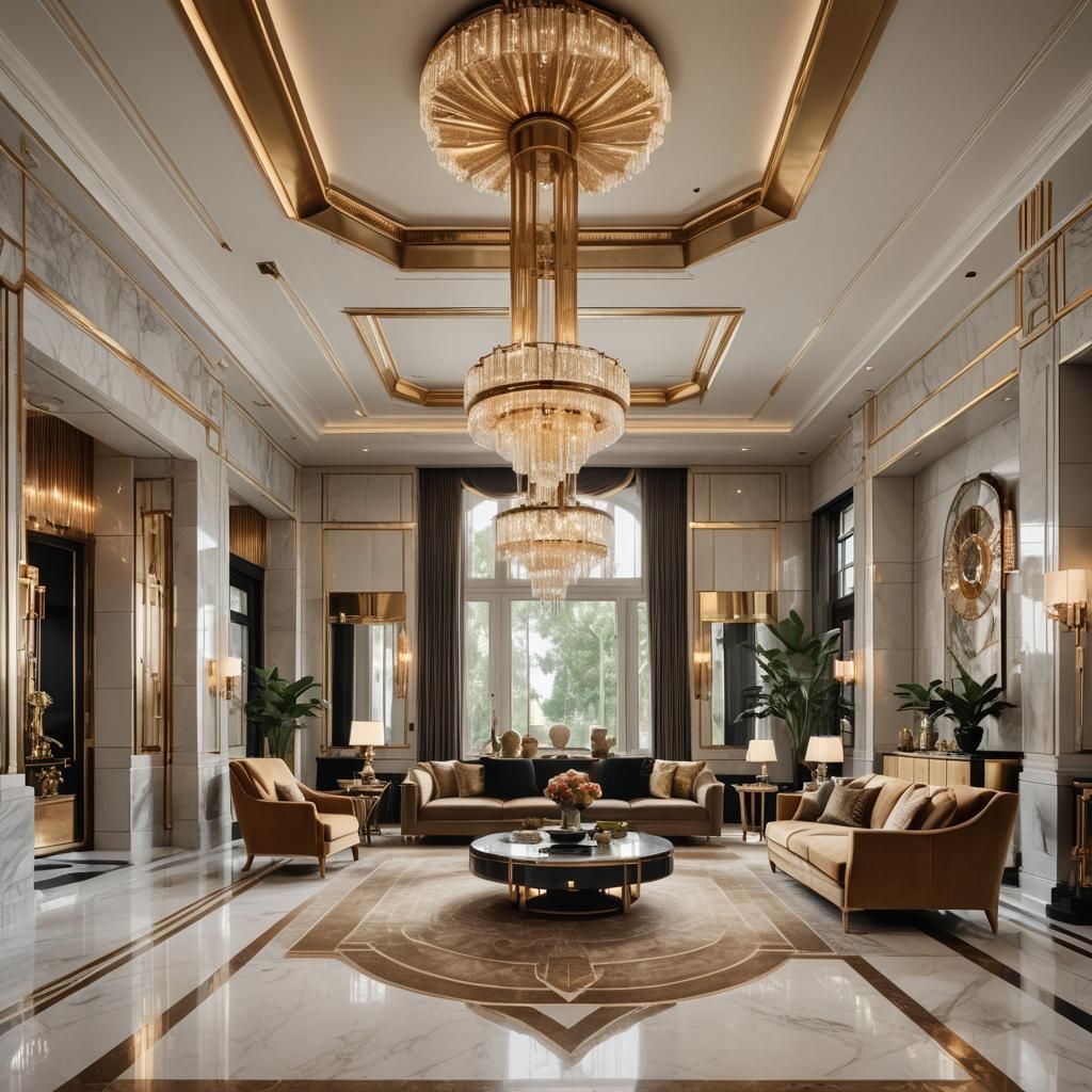 Luxurious Art Deco Mansion Interior in 1920s Style