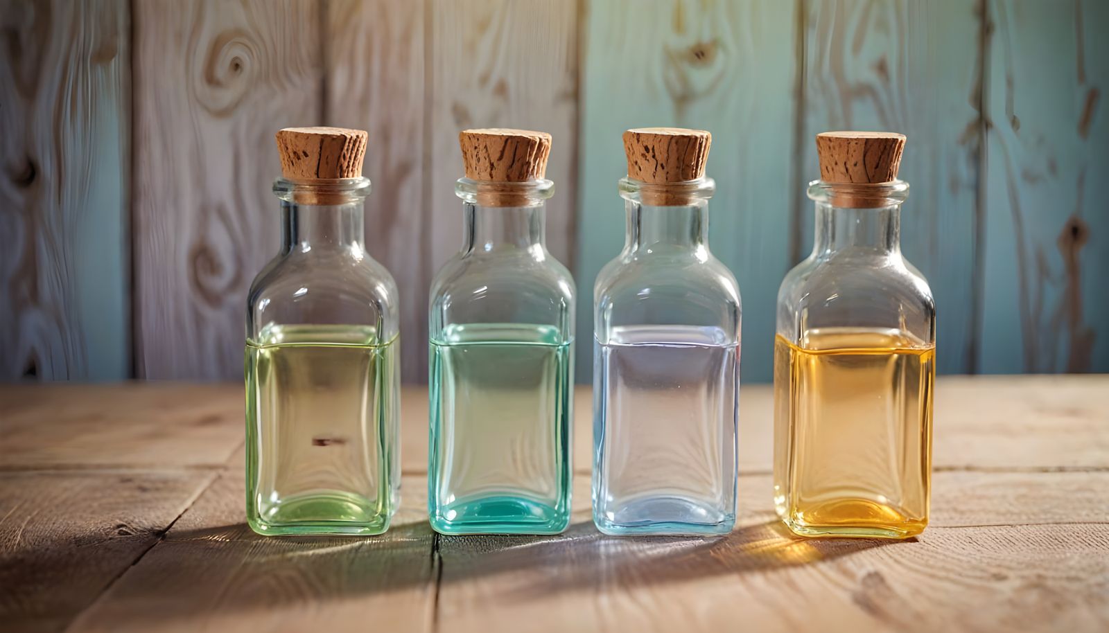 Pastel Glass Bottles with Wooden Caps