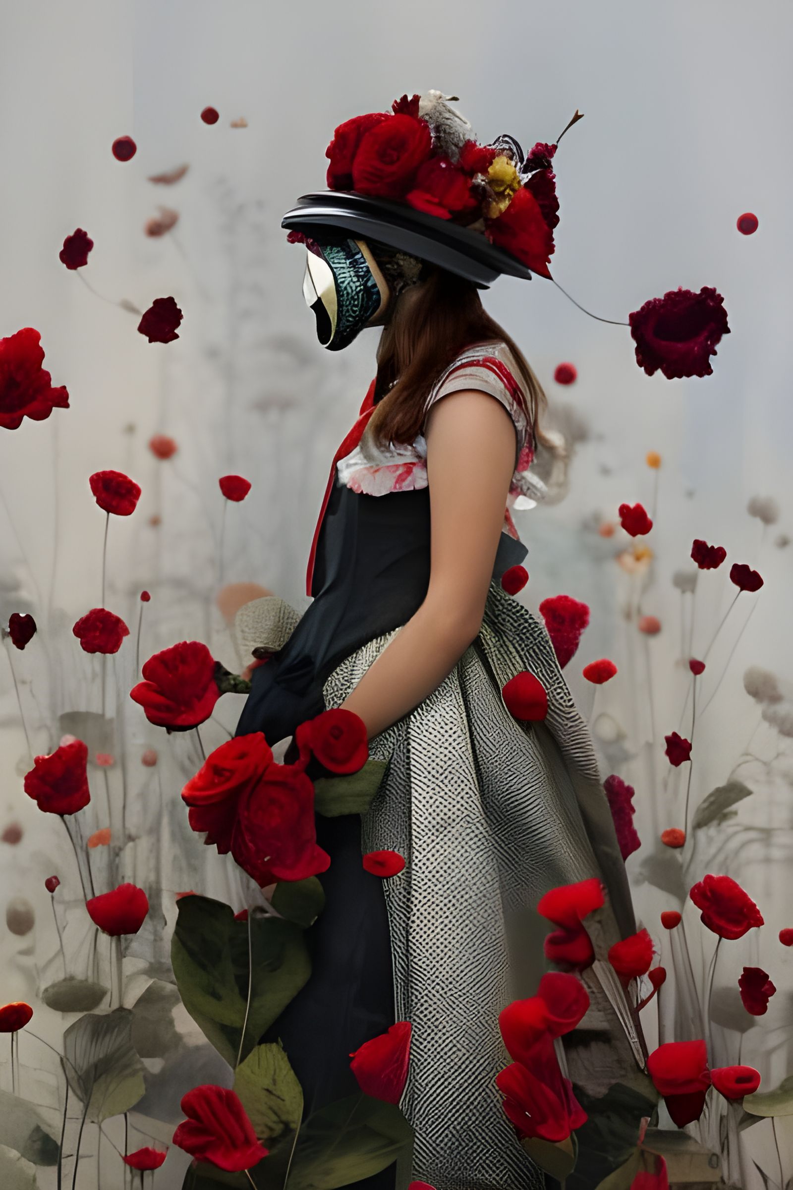 Alice in Wonderland with Gas Mask, Matte Painting