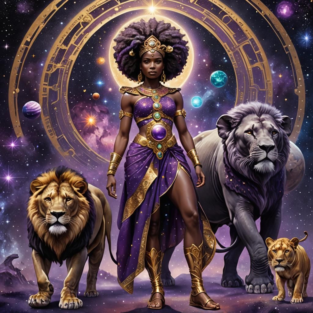 Celestial African Goddess of Power in Visionary Art