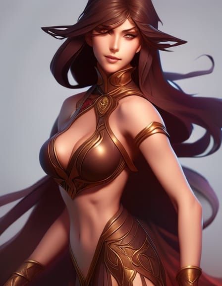 Brunette Goddess Portrait in Dynamic Lighting