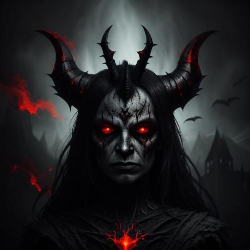Demonic Creature with Red Eyes in Dark Fantasy Art