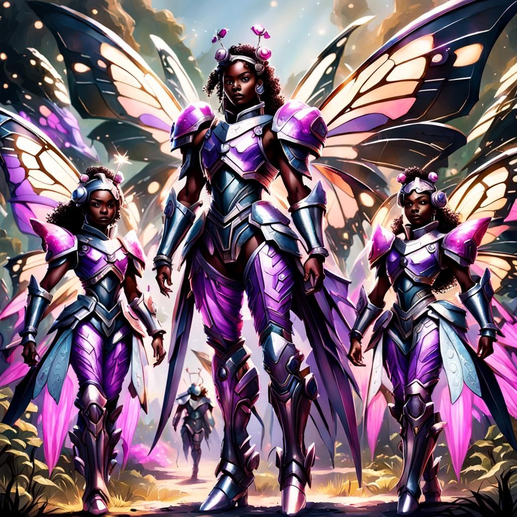 Armored Dark Skin Fairies with Metal Wings