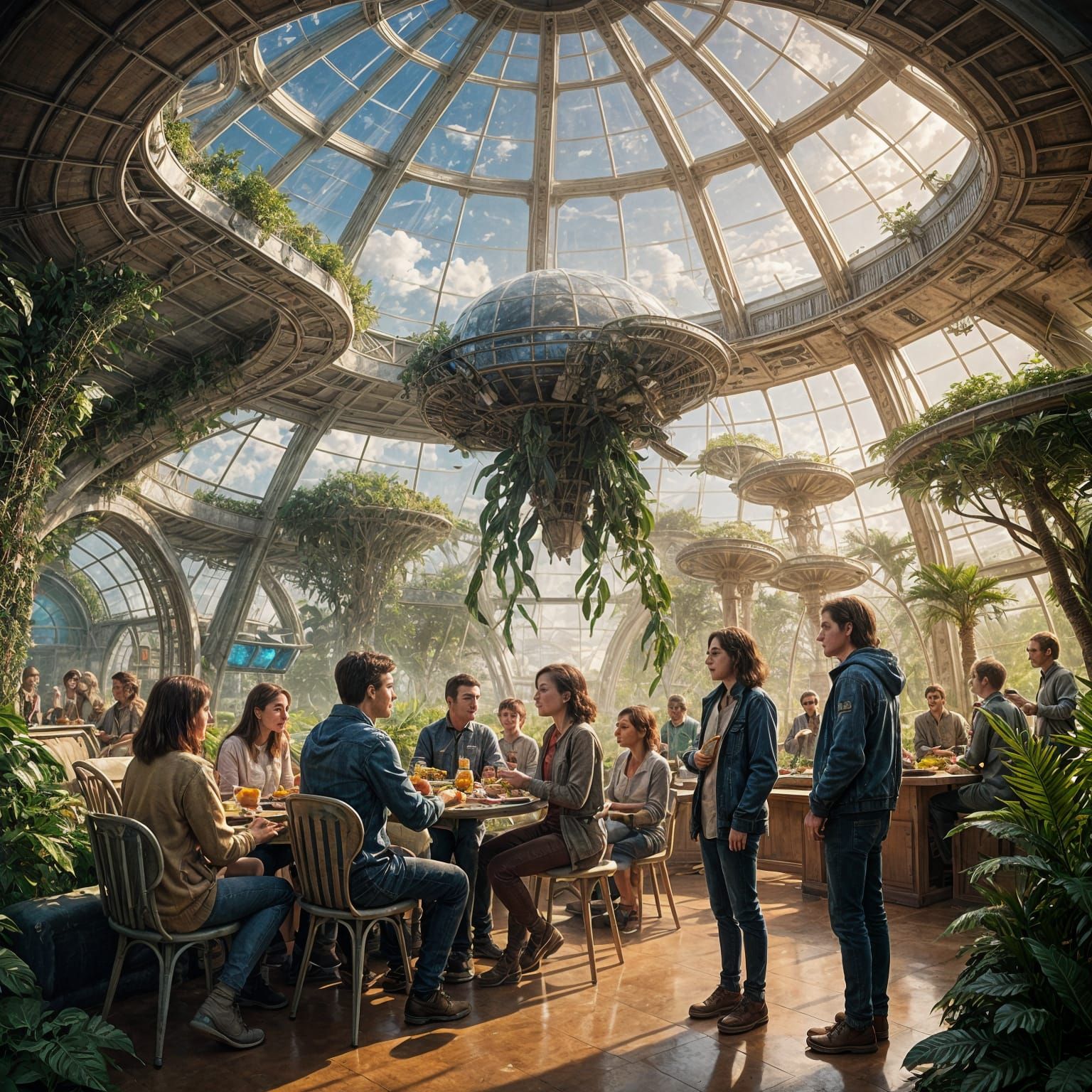 Future Family Reunion in Alien Biodome City