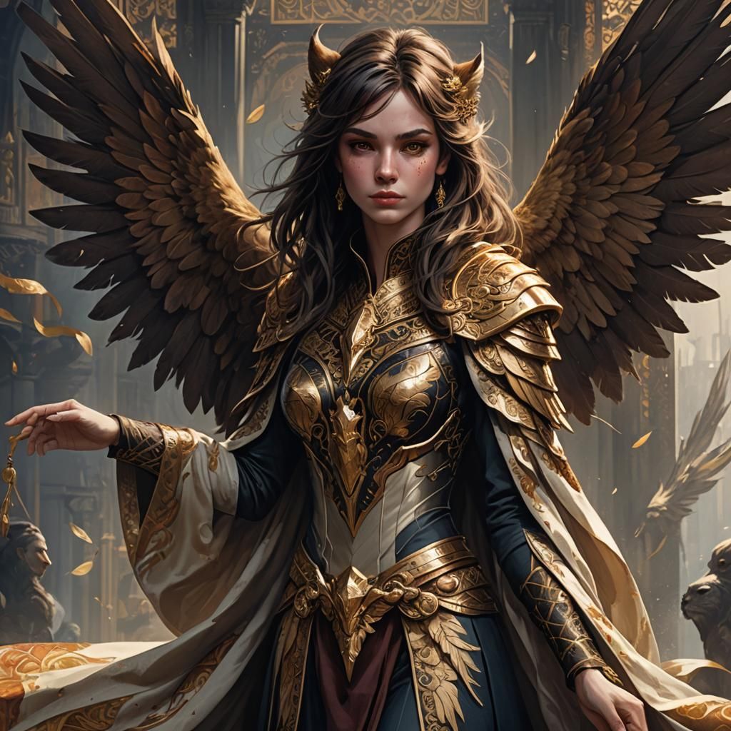 Feline Winged Character in Detailed Matte Painting