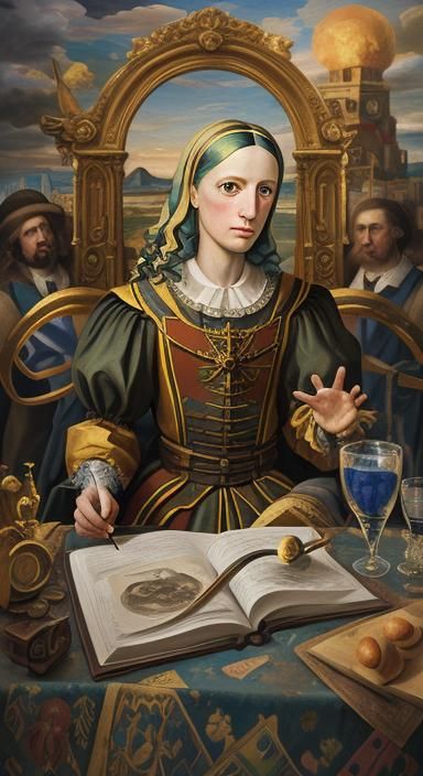 Renaissance Vorticism Painting in Digital Art Style