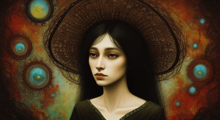 Dreamlike Woman-Bird in Art Brut Style