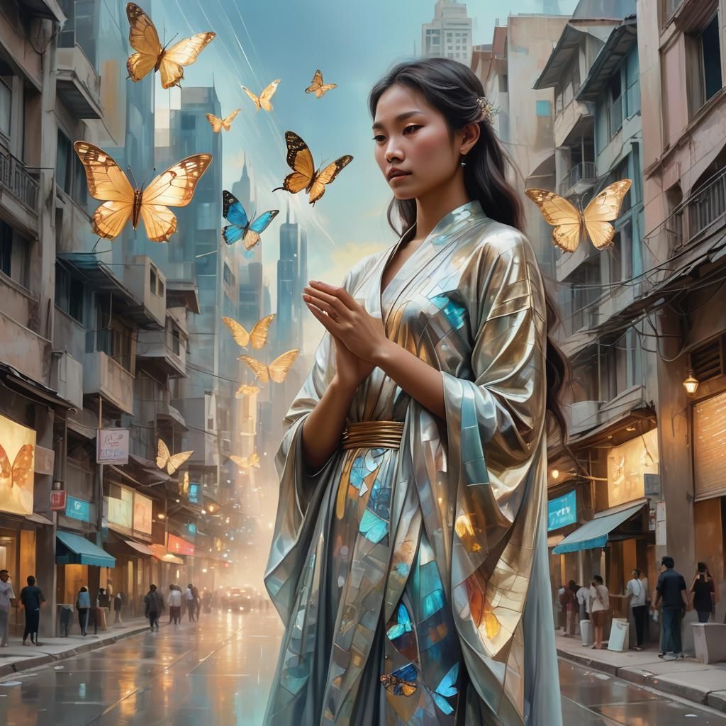 Thai Woman in Dreamlike Sci-Fi Surrealism