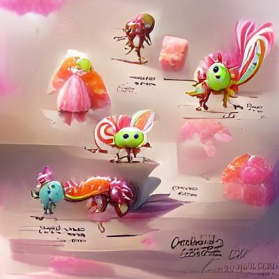 Cute Fantasy Candy Creatures Character Concept Art