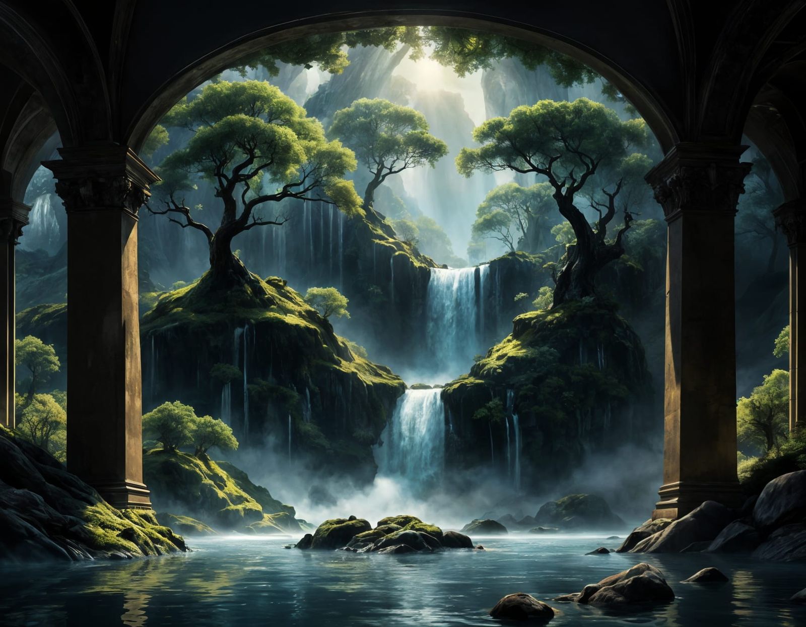 Ethereal Waterfalls Inspired by Fantasy Art