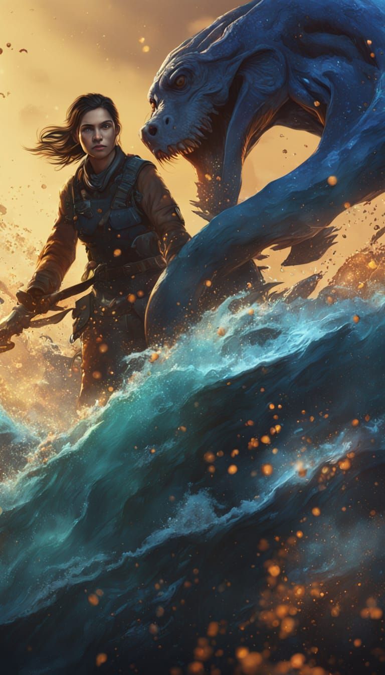 Epic Fantasy Art: Woman in Leviathan's Jaws