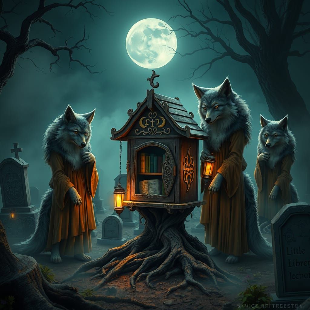 Moonlit Werewolves Build Enchanted Little Free Library in Ce...