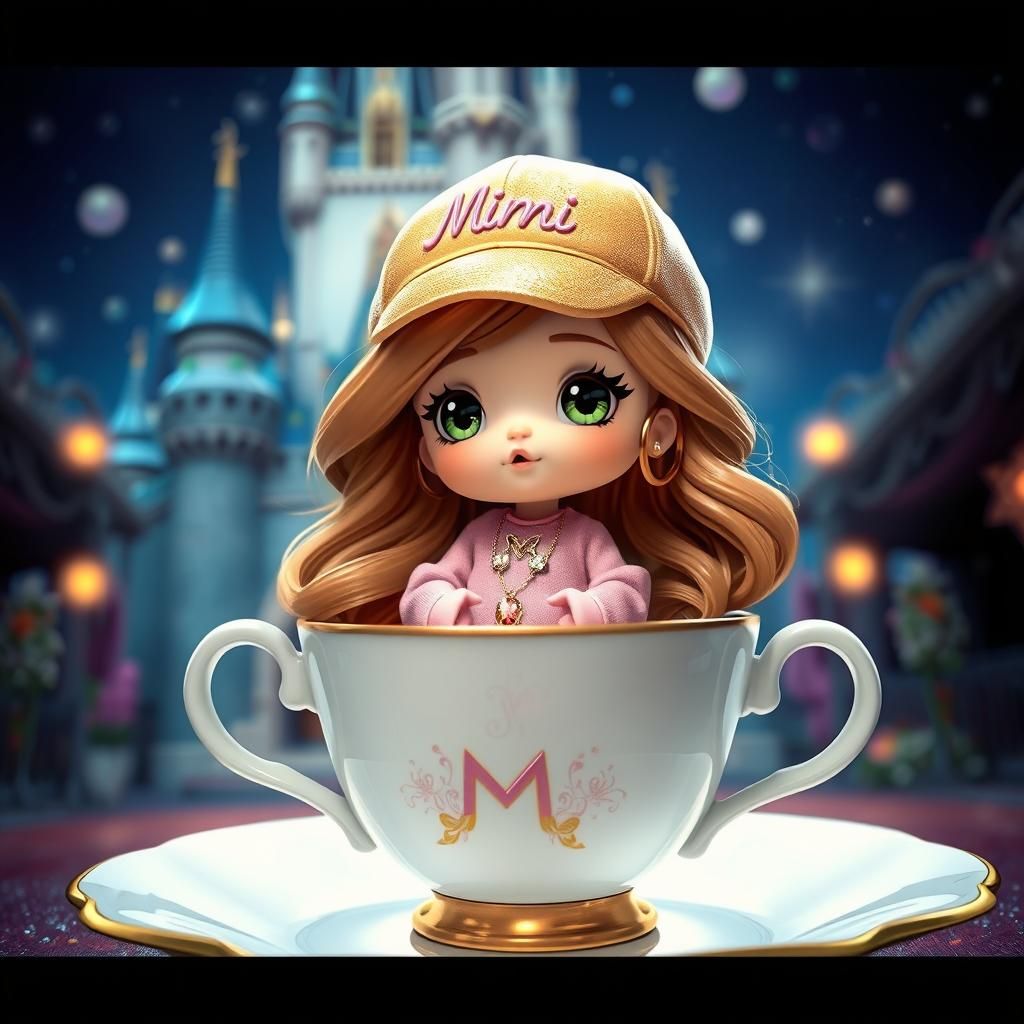 Chibi Character Mimi in Teacup: 3D Render