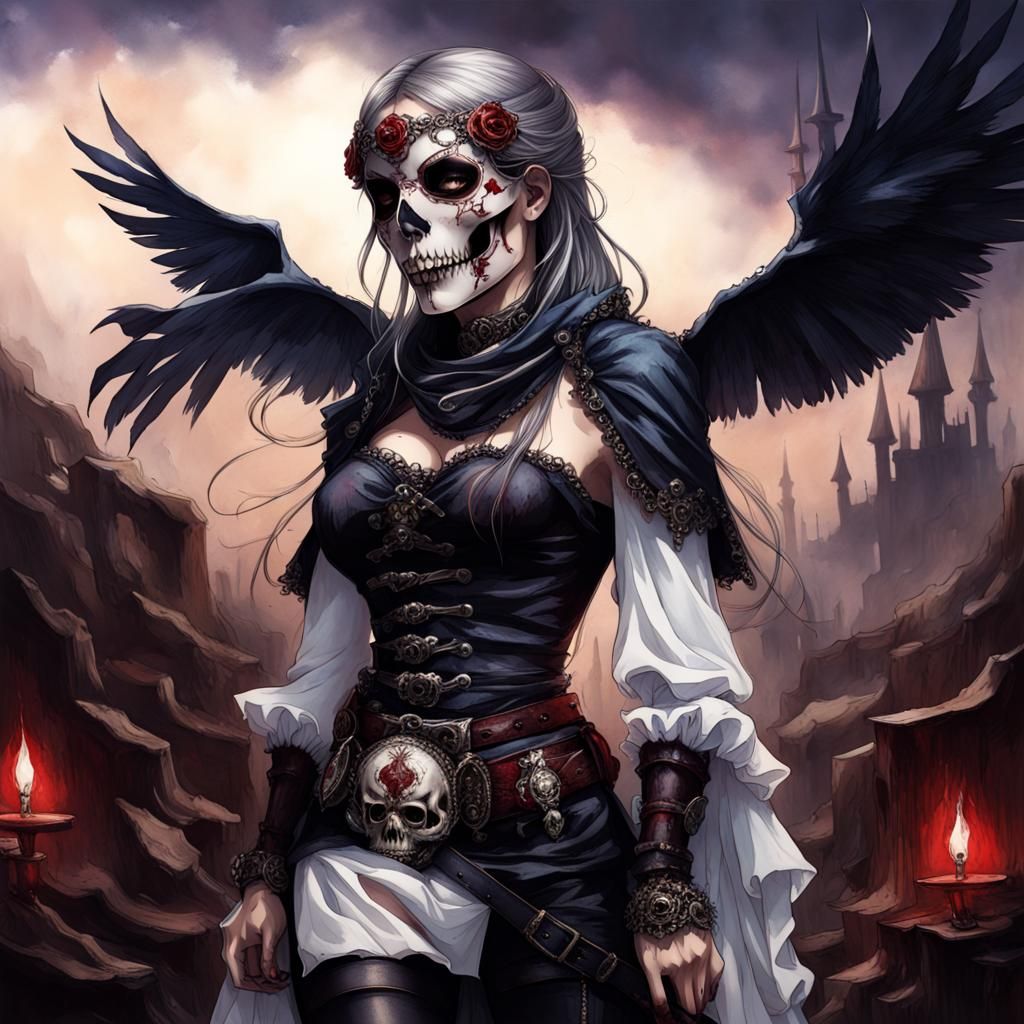 Gothic Lady of Death with Skull Mask